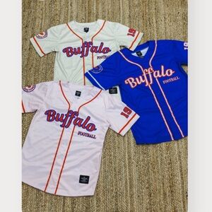 Bleached by Abigail Lee - Buffalo Bills Football 2.0 Baseball Jersey - Cream